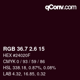カラーコード: RGB 36.7 2.6 15 | qconv.com