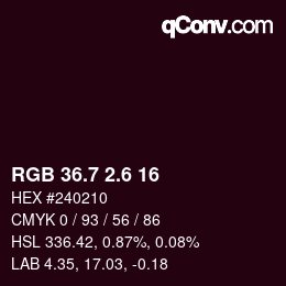 カラーコード: RGB 36.7 2.6 16 | qconv.com