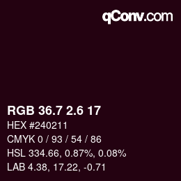 カラーコード: RGB 36.7 2.6 17 | qconv.com