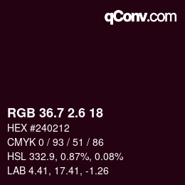 カラーコード: RGB 36.7 2.6 18 | qconv.com