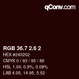 カラーコード: RGB 36.7 2.6 2 | qconv.com