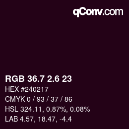カラーコード: RGB 36.7 2.6 23 | qconv.com