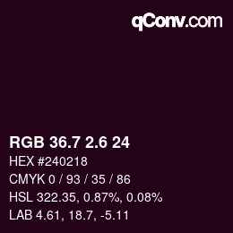 カラーコード: RGB 36.7 2.6 24 | qconv.com