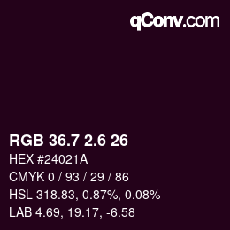 カラーコード: RGB 36.7 2.6 26 | qconv.com
