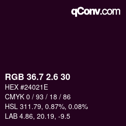 カラーコード: RGB 36.7 2.6 30 | qconv.com