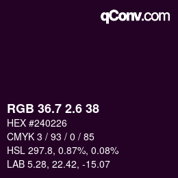 カラーコード: RGB 36.7 2.6 38 | qconv.com