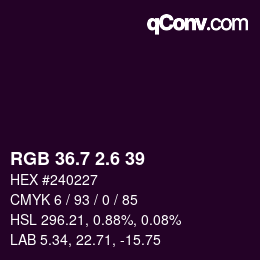 カラーコード: RGB 36.7 2.6 39 | qconv.com