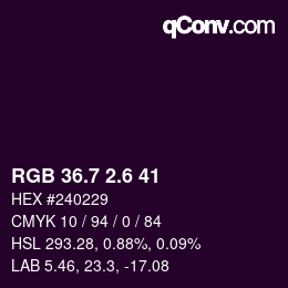 カラーコード: RGB 36.7 2.6 41 | qconv.com