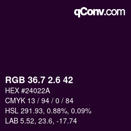 カラーコード: RGB 36.7 2.6 42 | qconv.com