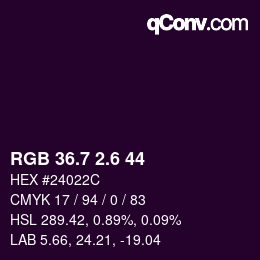 カラーコード: RGB 36.7 2.6 44 | qconv.com