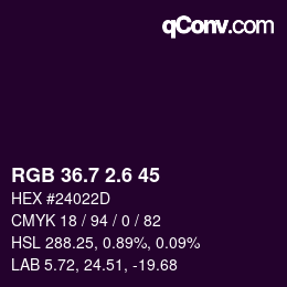 カラーコード: RGB 36.7 2.6 45 | qconv.com