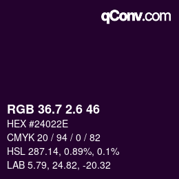 カラーコード: RGB 36.7 2.6 46 | qconv.com