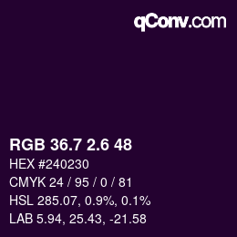 カラーコード: RGB 36.7 2.6 48 | qconv.com