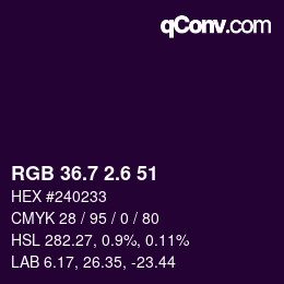 カラーコード: RGB 36.7 2.6 51 | qconv.com