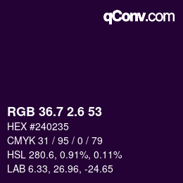 カラーコード: RGB 36.7 2.6 53 | qconv.com