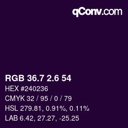 カラーコード: RGB 36.7 2.6 54 | qconv.com