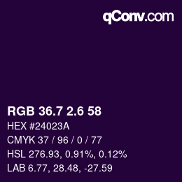 カラーコード: RGB 36.7 2.6 58 | qconv.com