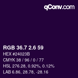 カラーコード: RGB 36.7 2.6 59 | qconv.com