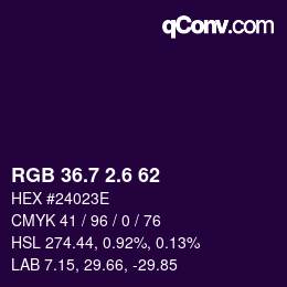 カラーコード: RGB 36.7 2.6 62 | qconv.com