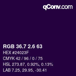 カラーコード: RGB 36.7 2.6 63 | qconv.com
