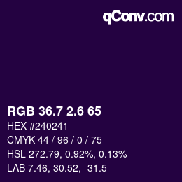 カラーコード: RGB 36.7 2.6 65 | qconv.com