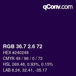 カラーコード: RGB 36.7 2.6 72 | qconv.com