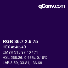 カラーコード: RGB 36.7 2.6 75 | qconv.com