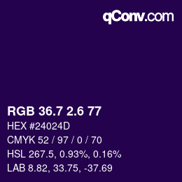 カラーコード: RGB 36.7 2.6 77 | qconv.com