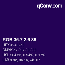 カラーコード: RGB 36.7 2.6 86 | qconv.com