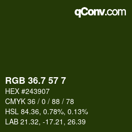 カラーコード: RGB 36.7 57 7 | qconv.com
