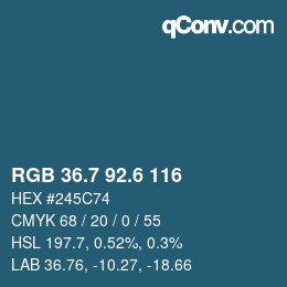 カラーコード: RGB 36.7 92.6 116 | qconv.com