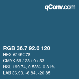 カラーコード: RGB 36.7 92.6 120 | qconv.com