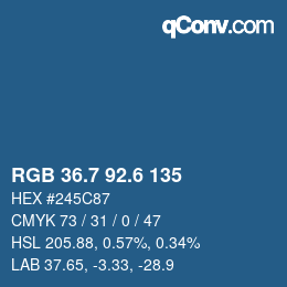 カラーコード: RGB 36.7 92.6 135 | qconv.com