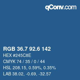 カラーコード: RGB 36.7 92.6 142 | qconv.com