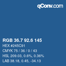 カラーコード: RGB 36.7 92.6 145 | qconv.com