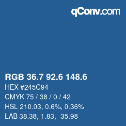 カラーコード: RGB 36.7 92.6 148.6 | qconv.com