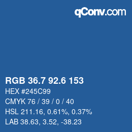 カラーコード: RGB 36.7 92.6 153 | qconv.com