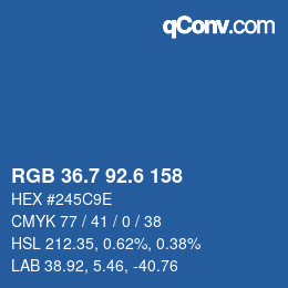カラーコード: RGB 36.7 92.6 158 | qconv.com