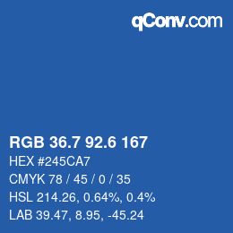 カラーコード: RGB 36.7 92.6 167 | qconv.com