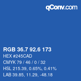 カラーコード: RGB 36.7 92.6 173 | qconv.com