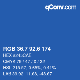 カラーコード: RGB 36.7 92.6 174 | qconv.com