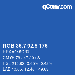 カラーコード: RGB 36.7 92.6 176 | qconv.com
