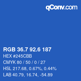 カラーコード: RGB 36.7 92.6 187 | qconv.com