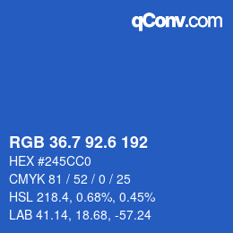 カラーコード: RGB 36.7 92.6 192 | qconv.com