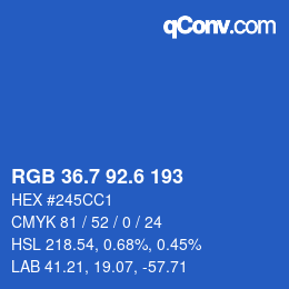 カラーコード: RGB 36.7 92.6 193 | qconv.com