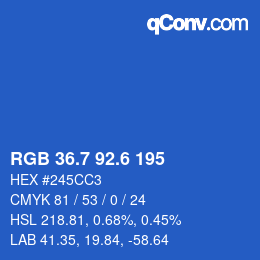 カラーコード: RGB 36.7 92.6 195 | qconv.com
