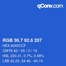 カラーコード: RGB 36.7 92.6 207 | qconv.com