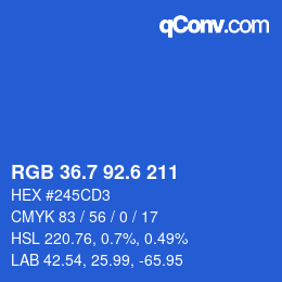カラーコード: RGB 36.7 92.6 211 | qconv.com