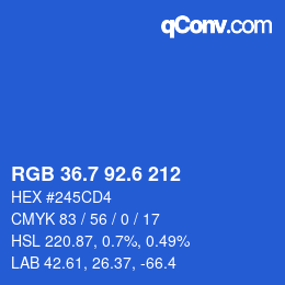カラーコード: RGB 36.7 92.6 212 | qconv.com
