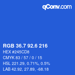 カラーコード: RGB 36.7 92.6 216 | qconv.com